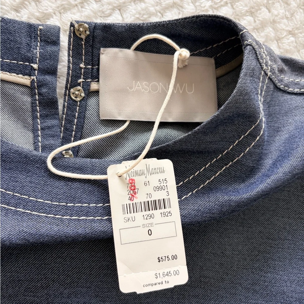NWT Jason Wu 100% Silk Quarter Sleeve Denim Dress Size 0